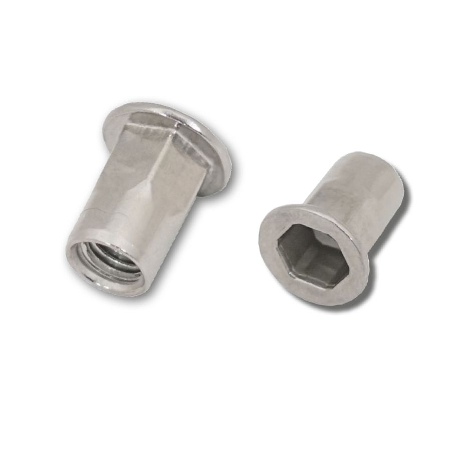 M4 x 12.0 (0.5-2.0) A4 Stainless Steel Flat Head Part Hexagon Body Open JRP Rivet Nuts