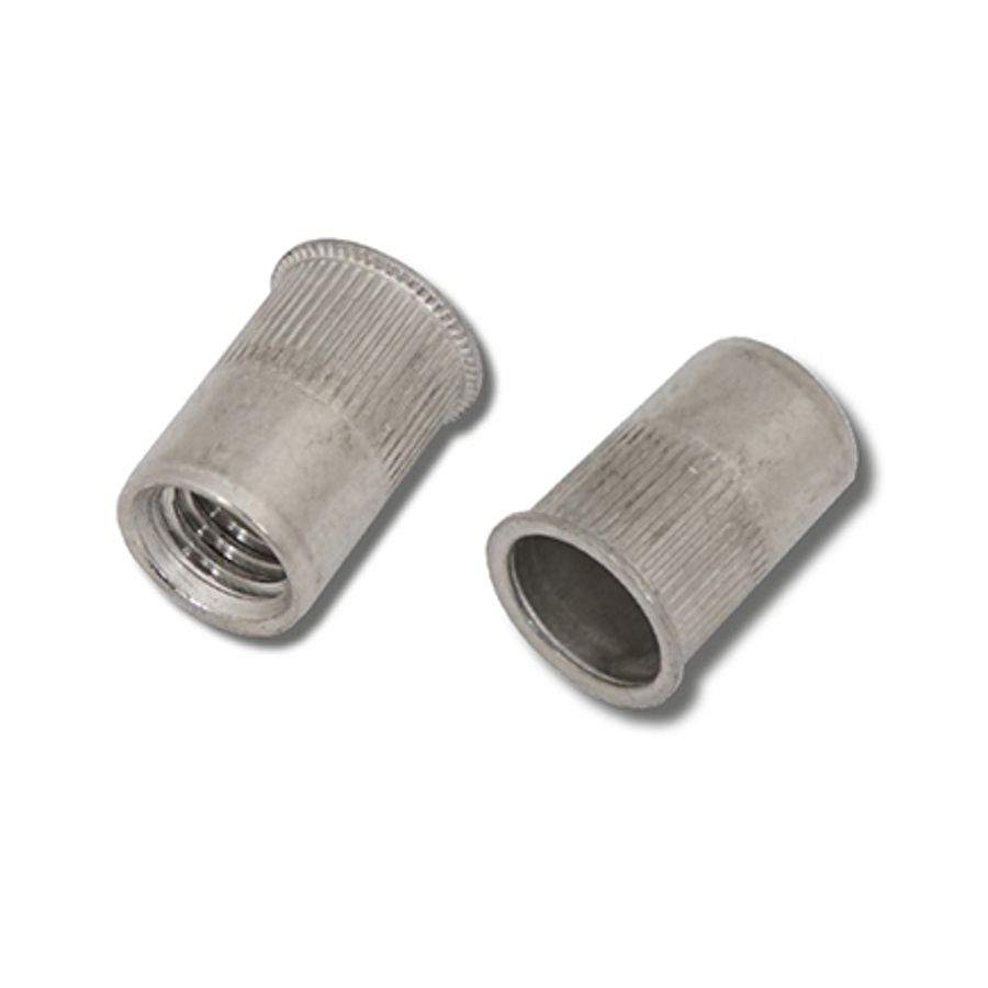 M4 x 10.5 (0.5-2.0) A4 Stainless Steel Reduced Head Round Knurled Body JRP Rivet Nuts