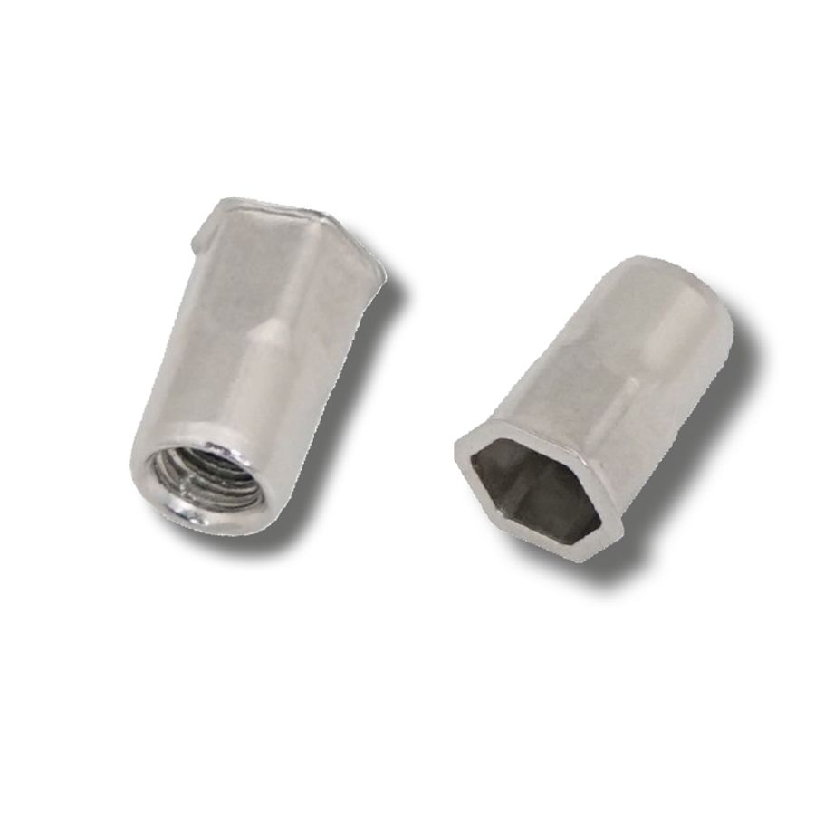 M10 x 21.0 (1.0-4.0) A4 Stainless Steel Reduced Head Part Hexagon Body Open JRP Rivet Nuts