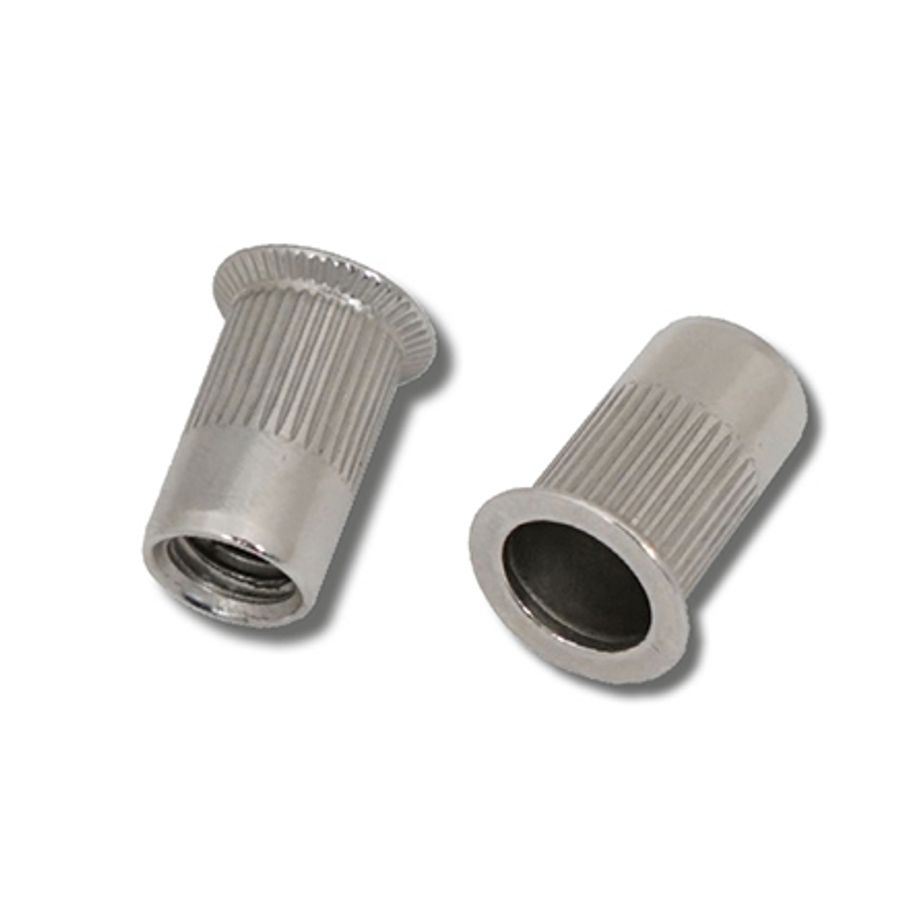 M3 x 8.5 (1.6-3.0) A2 Stainless Steel Countersunk Head Round Knurled Body Open JRP Rivet Nuts