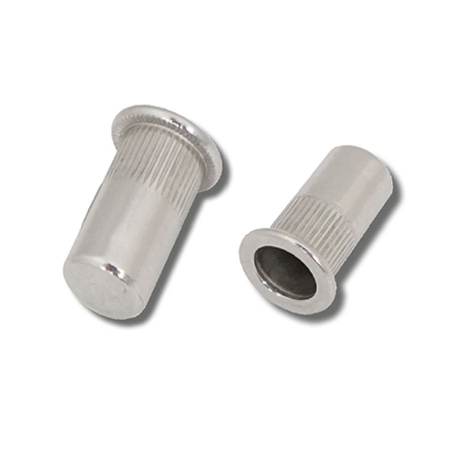 M4 x 18.0 (2.0-4.0) A2 Stainless Steel Flat Head Round Knurled Body Closed JRP Rivet Nuts