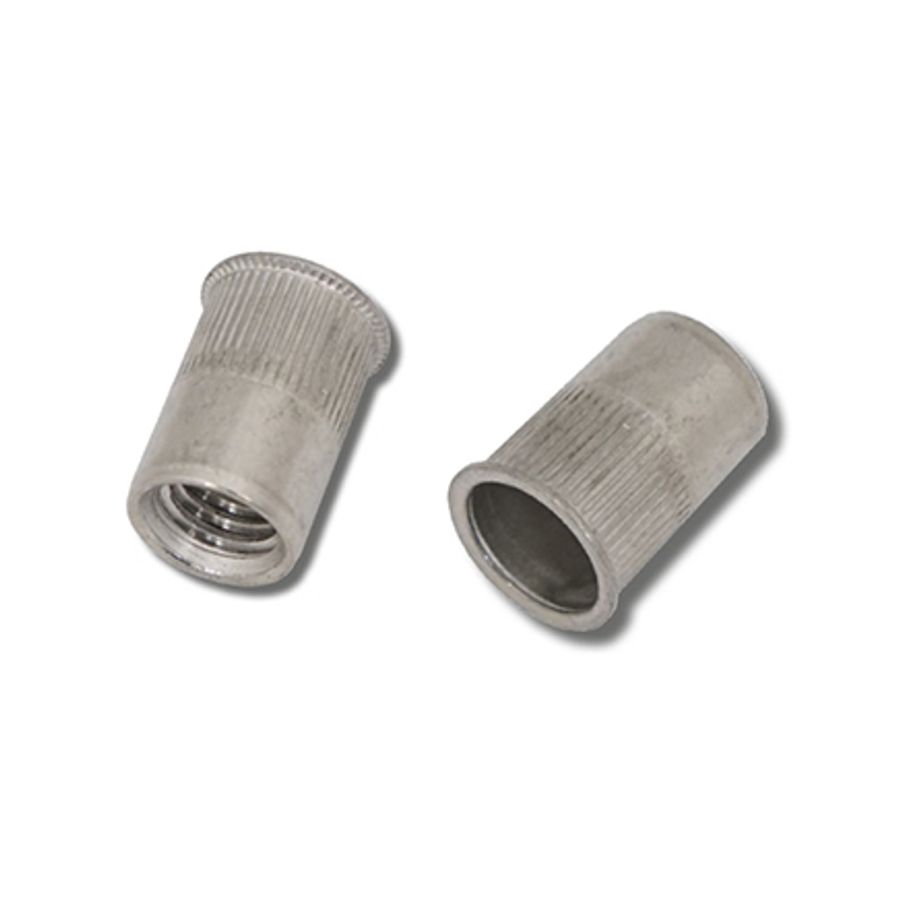 M4 x 10.5 (0.5-2.0) A2 Stainless Steel Reduced Head Round Knurled Body JRP Rivet Nuts