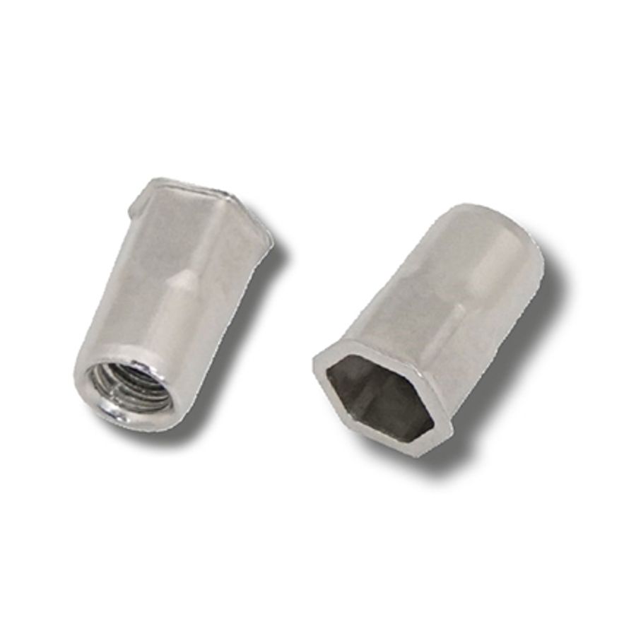 M6 x 16.0 (1.0-3.0) A2 Stainless Steel Reduced Head Part Hexagon Body Open JRP Rivet Nuts